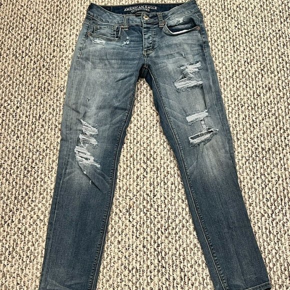 American Eagle Outfitters Denim - American Eagle AEO Denim Jeans Women's Size 0 Super Stretch Ripped 5 Pockets
